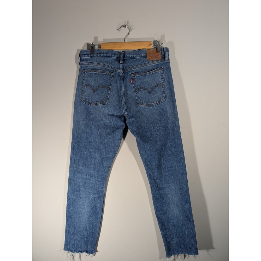 Levi's Womens White Oak Cone Denim High Rise Raw Hem Jeans Sz 31 Streetwear City - Picture 2 of 10